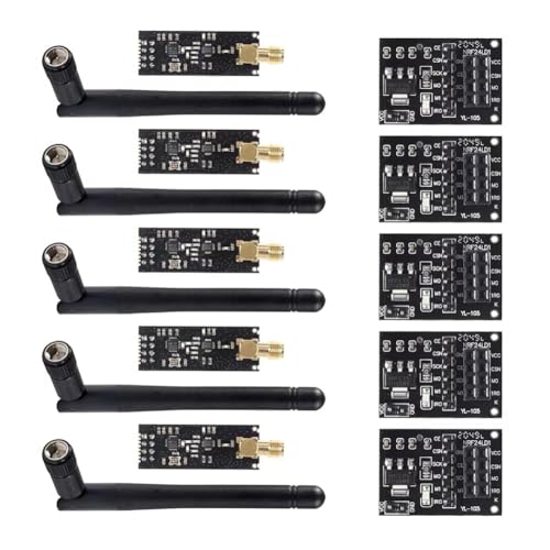 Cvoepobey Módulo Inalámbrico NRF24L01+PA+LNA con Antena de 1100 Metros de Alcance con Adaptador de Módulo Inalámbrico NRF24L01 (5 Unidades)