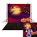 Allenjoy 5x7ft Halloween Themed Photography Backdrop pumpkin Black Castle Witch and Bat Flying in the Moonlight Horrible Party Decor Background Photo Studio Booth Photographer Props