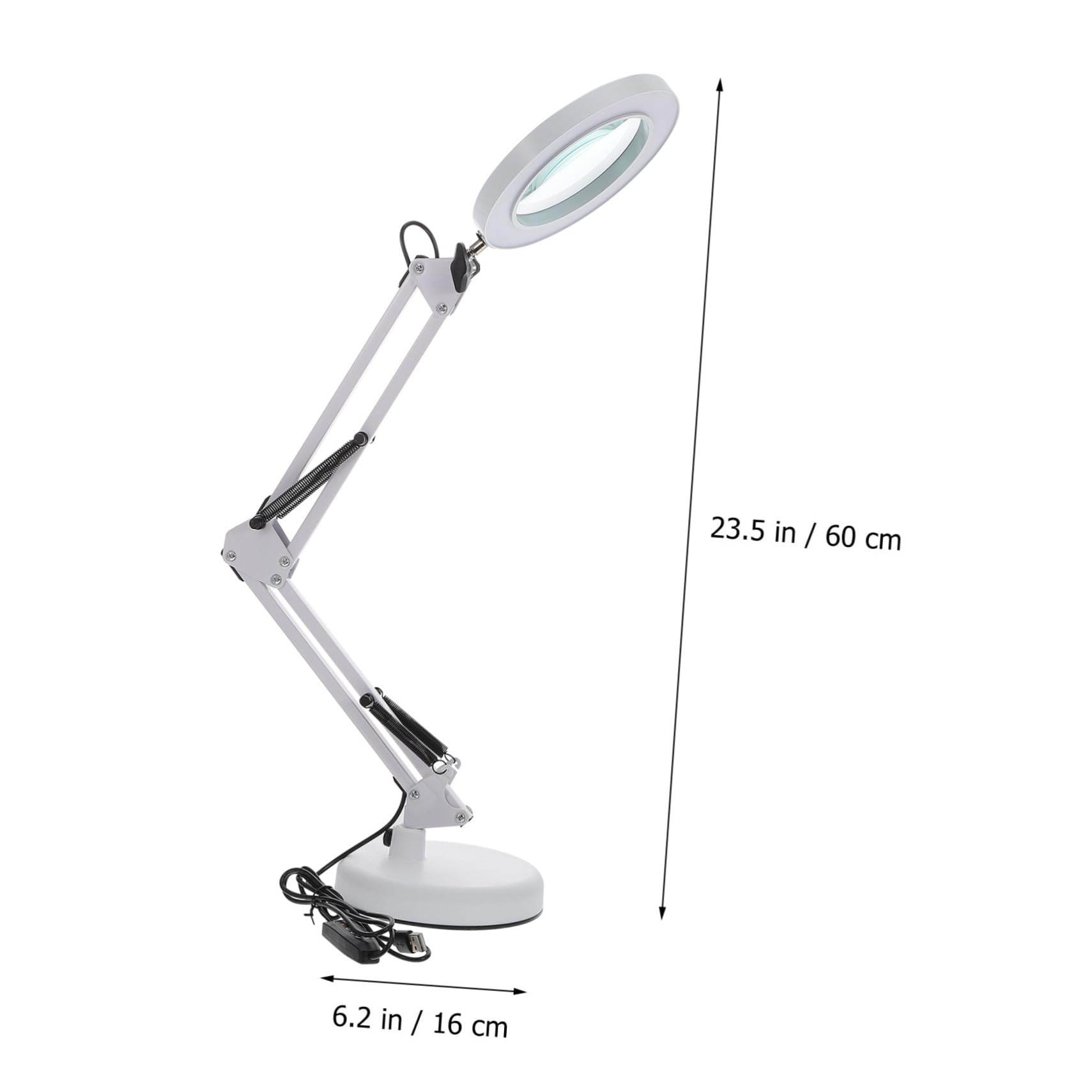 Lámpara de Aumento LED Plegable 5x Luz Clara y Base Ajustable, Luz Multifunción para Manicura, Belleza y Estudio, Lámpara de Lupa para Esteticistas, 1 Unidad