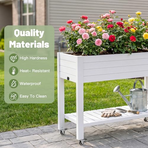 Fancyango Raised Garden Bed with Wheels 33.7" H -Medium Ashen — view 5
