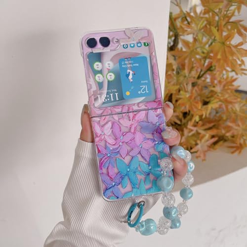 Coque Samsung Z Flip 5 fleurs aquarelle pour un style estival chic avec bracelet pratique