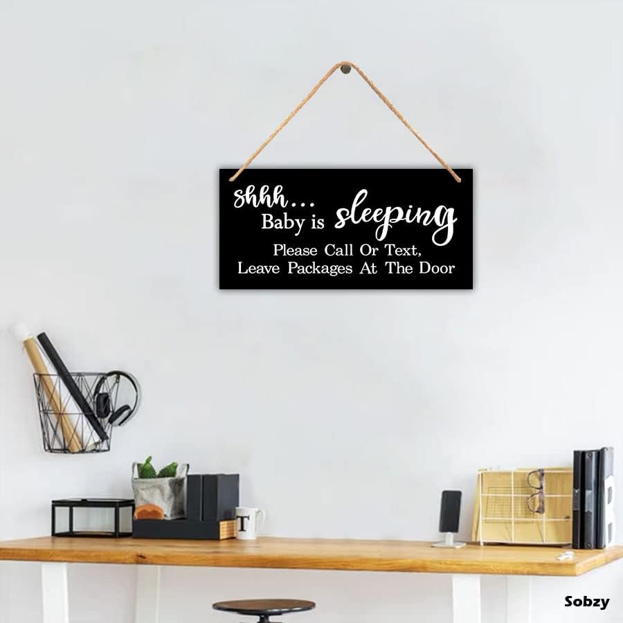 Miniatura 4 de Shhh Baby is Sleeping - Letrero para puerta de bebé, con texto en inglés Do Not Disturb Hanger (Do Not Disturb)