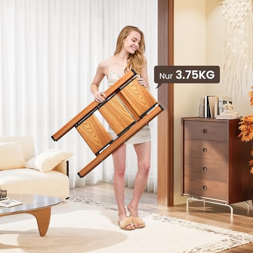GameGem 3 Stufen Leiter, klappbarer Tritthocker mit breitem Anti-Rutsch-Pedal, leichtes und dennoch stabiles Aluminiummaterial, 150 kg Tragkraft, hübsches, modernes Aussehen für den Innenbereich