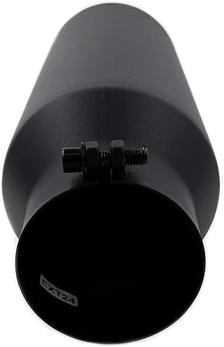 Miniatura 3 de RP Remarkable Power, 4" de entrada, 6" de salida, 18" largo acero inoxidable borde enrollado punta de escape negro EXT24