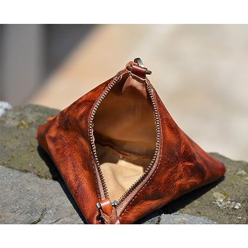 1PCS Genuine leather - Retro Medieval - Cowhide Purse Coin Purse Coin Pouch Coin Holder Change Purse for Women & Men Wristlet Wallets for Women Keychain Wallet Mini Wallet (Brown)4