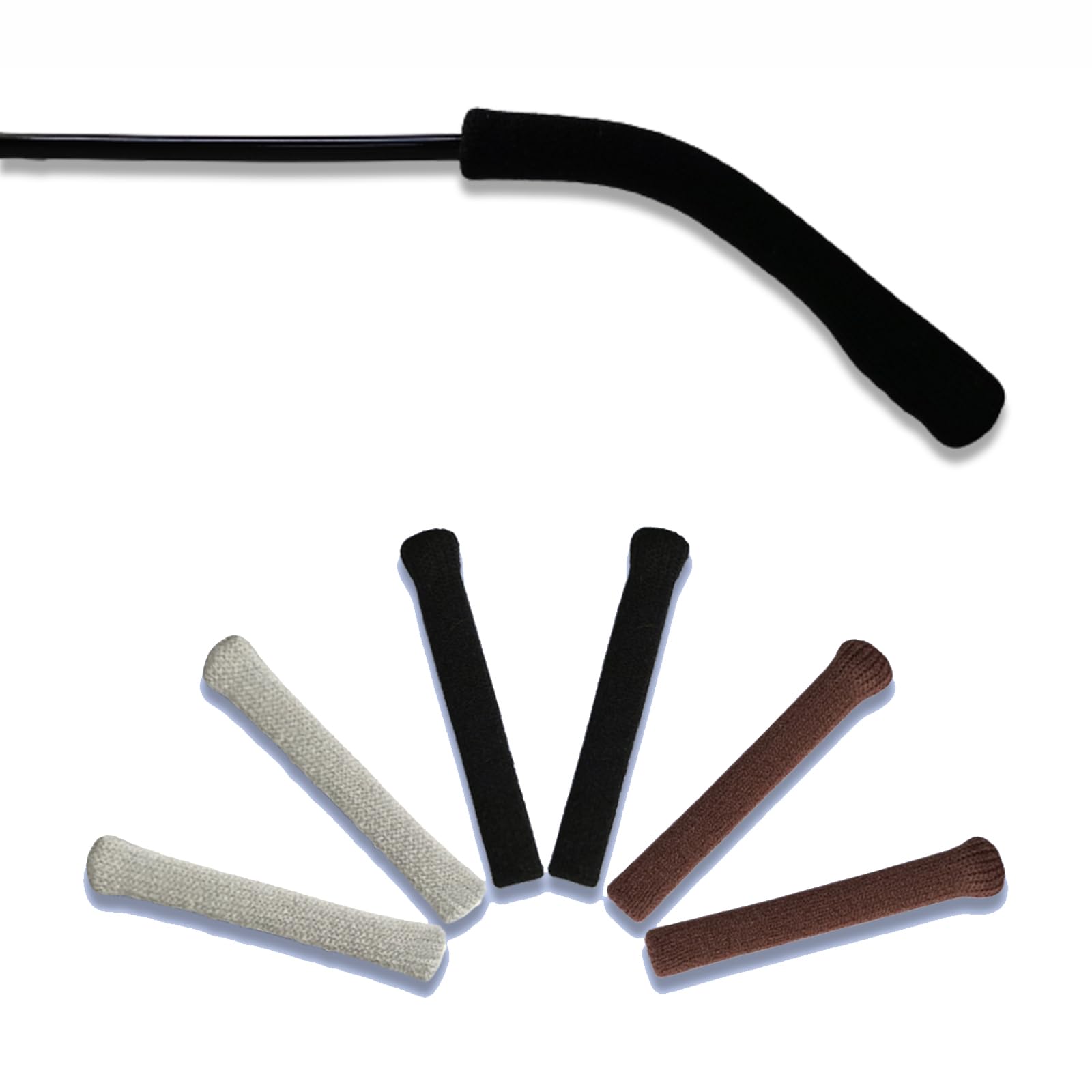 StageyaAnti-Slip Glasses Ear Grip, Elastic Comfort Knitting Eyeglasses Temple Tips Sleeve, Glasses Ear Cushion