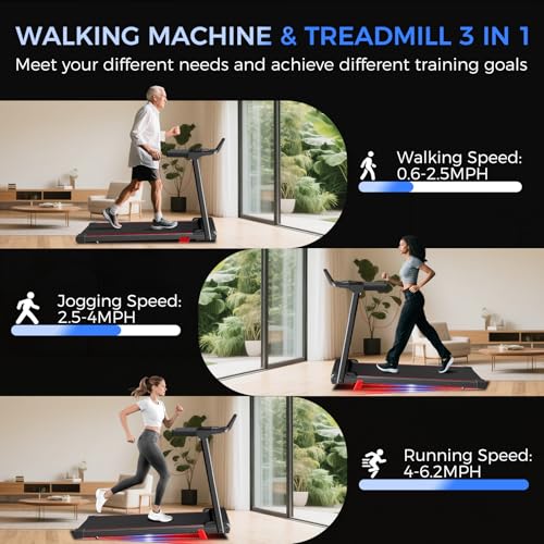 Image of Treadmill with Incline 3-in-1 Portable Treadmills for Home Small, Incline Walking Pad Treadmill with Handle Bar, Walking Pad Foldable with 3.0HP Quiet Brushless, LED Dispay, 300LBS Capacity