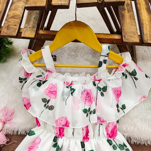 Image of Buy & Try Girls Summer Lightweight Georgette Floral Printed Frock Dress, Sleeveless Princess for Baby Girls, Stylish Fancy Kids Party & Casual Outfit
