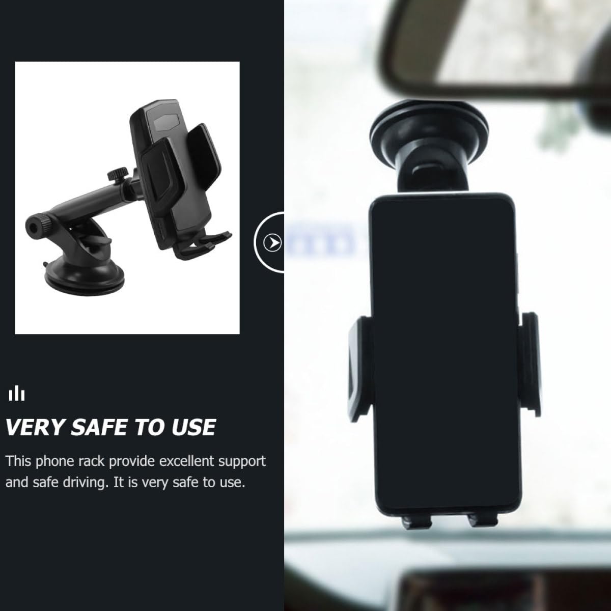 Tofficu Supporto Telefono Auto Ventosa Antiscivolo Stabile per Smartphone Navigazione Sicura Cruscotto Nero