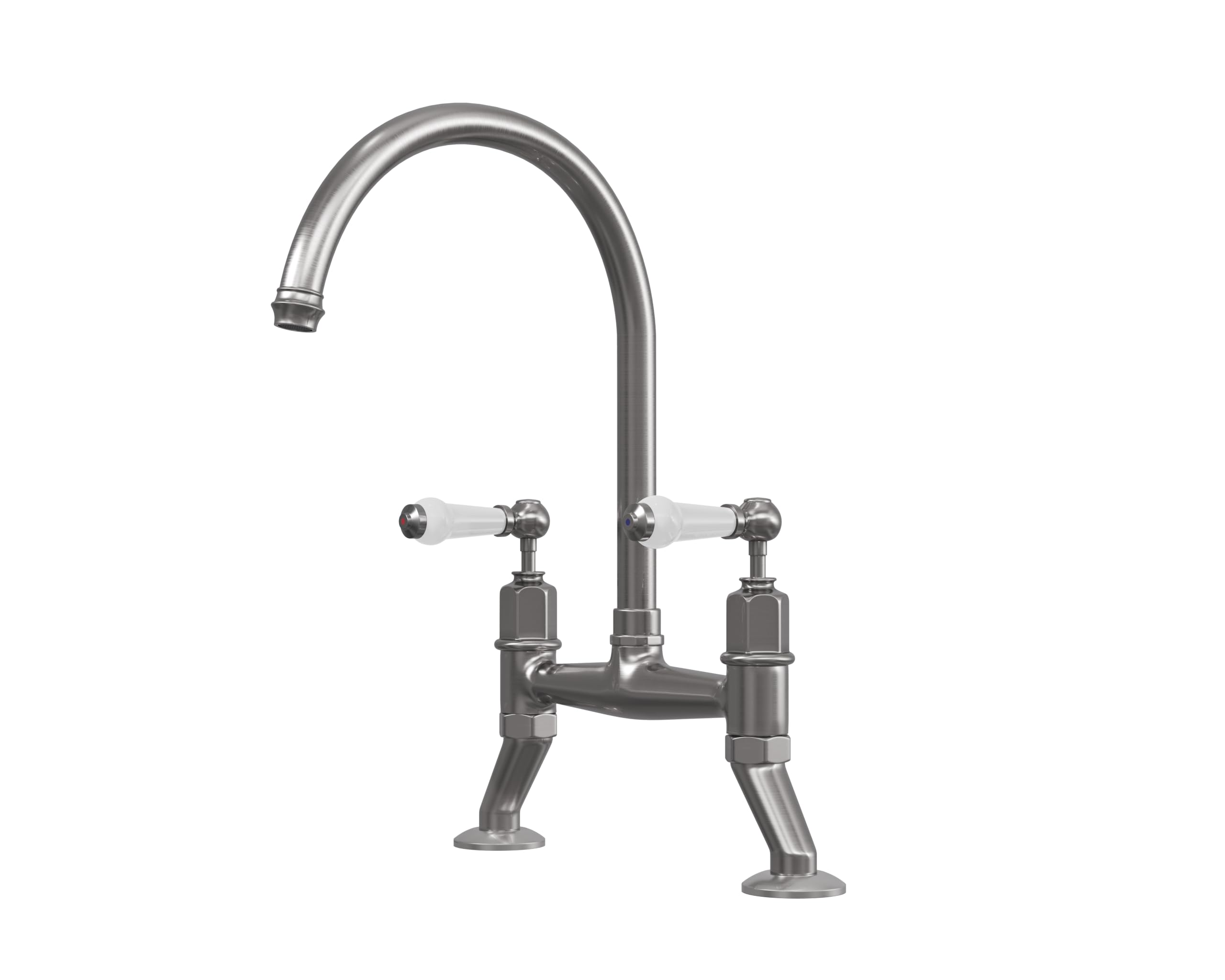 Flode Alton Dual Lever Trad Bridge Mixer Tap in Pewter Finish