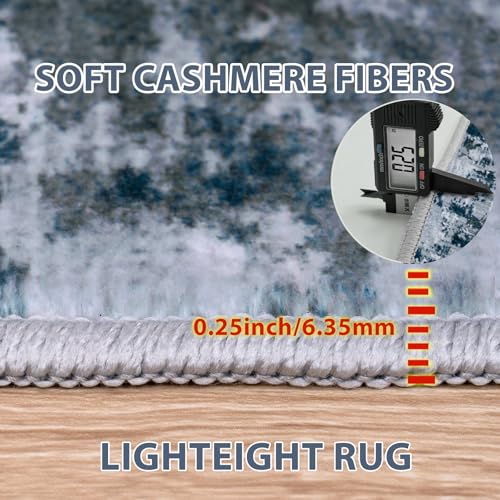 9x12 Area Rugs for Living Room Rug Washable: Abstract Large Rug for Dining Room Bedroom Carpet Non Slip 9 by 12 Indoor Modern Nursery Home Office Navy Grey