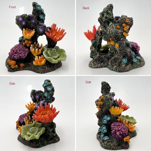 Image of S-Lifeeling Charming Resin Coral Reef Ornament - Realistic Aquarium Decor Gift for Fish & Shrimp Hideaway, Suitable for Freshwater & Saltwater Tanks (6.1 x 4.1 x 6.1 inches)