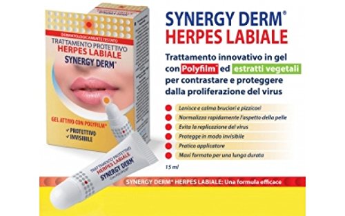 Tratamiento Protección Herpes labiale Synergy Derm Gel Activo con polyfilm Protección y Invisible 15 ml
