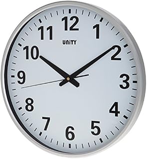 Unity UNSW400 Tejo 38cm Extra Large Clear Dial Ultra Quiet Sweeping Wall Clock, Silver, 38x38x6 cm
