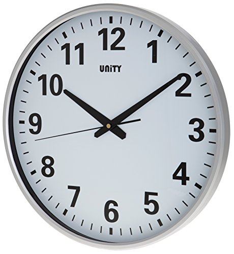 Unity Extra Large Wall Clock, Tejo 38cm Clear Dial Ultra Quiet Sweeping Hands, Silver, 38x38x6 cm