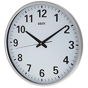 Unity Extra Large Wall Clock, Tejo 38cm Clear Dial Ultra Quiet Sweeping Hands, Silver, 38x38x6 cm
