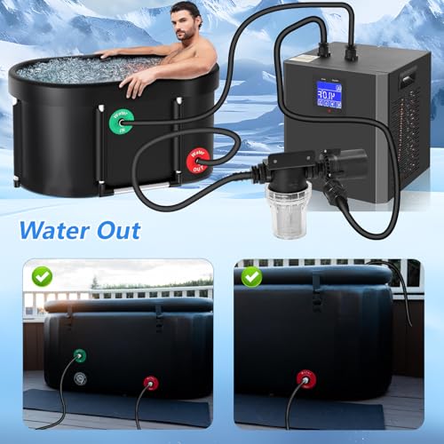 Image of Ice Bath Water Chiller Pump Ice Bath Accessories Kit， Ice Bath Pump， Cold Plunge Kit with External Pump, Filter, Hose, Compatible 300L 500L Chiller & Inflatable Cold Plunge Tub