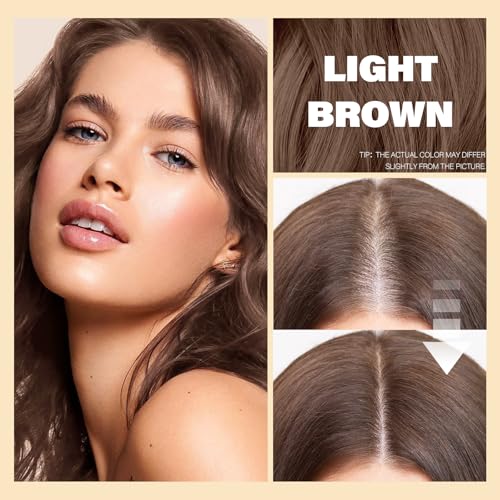Root Touch Up Sets,Hairline Powder for Women Cover Up- Hairline Concealer for Thin and Thinning Hair, Water & Sweat Resistant,With Makeup Brush (Light Brown, Med-Makeup Brush)