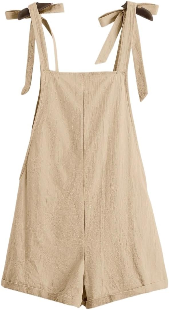 Rompers for Women Summer 2026 Knot Strap Pocket Romper