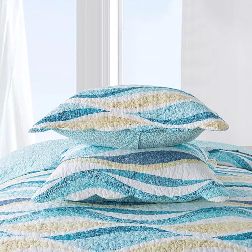 NEWLAKE Quilt Bedspread Sets - West Coastal Pattern Reversible Coverlet Set, King Size