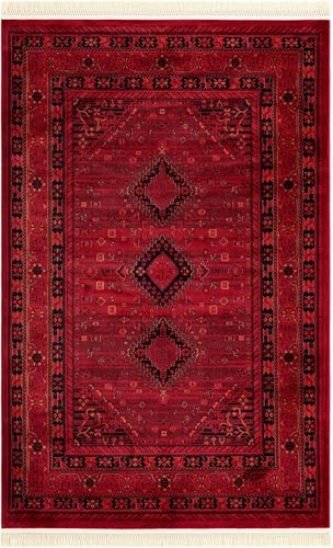 Alfombra decorativa Rugs.com 5' x 8' roja rectangular miniatura 3