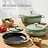 Best Choice Products Non-Stick Pot & Pan Cookware Set, Cast Iron, 2Qt Skillet w/Lid, 10" Grill or Griddle Pan w/Press, 6Qt Enameled Dutch Oven, Non-toxic, for Cooking and Grilling - Sage #2