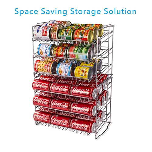 Atlantic Gravity-Fed Compact Double Canrack – Kitchen Organizer, Durable Steel Construction, Stackable Or Side-By-Side, Pn In Silver #TOP3