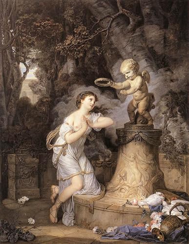 Tableaux Graffiti Art Mural Offrande à Cupidon Greuze 60x90cm