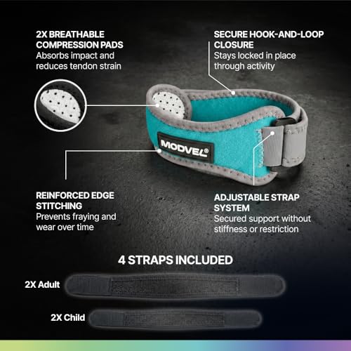 Image of Modvel Knee Strap Patella Tendon Support Brace Band, One Size, 2-Pack | Adjustable patellar tendon support strap reduces pressure on the patella; works as a knee strap, patella band and brace