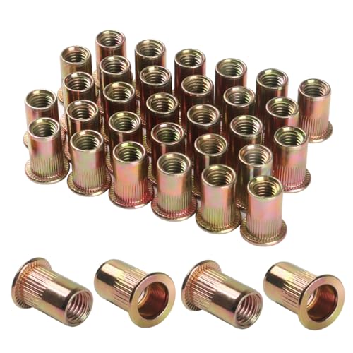 FOMGIIN 30 Pièces M5 écrous à Sertir, En Acier Au Carbone Galvanisé écrou Insert Riveter Manchon, Ronds Aveugles Insers Fileté Riveteuse, écrous à Rivets Flat Head Threaded Rivet Nuts