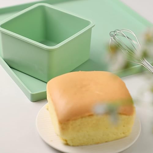 Miniatura 7 de Moldes de silicona para tartas, moldes cuadrados para hornear de 5 pulgadas, 2 piezas, antiadherentes de grado alimenticio, molde para pan de pan de