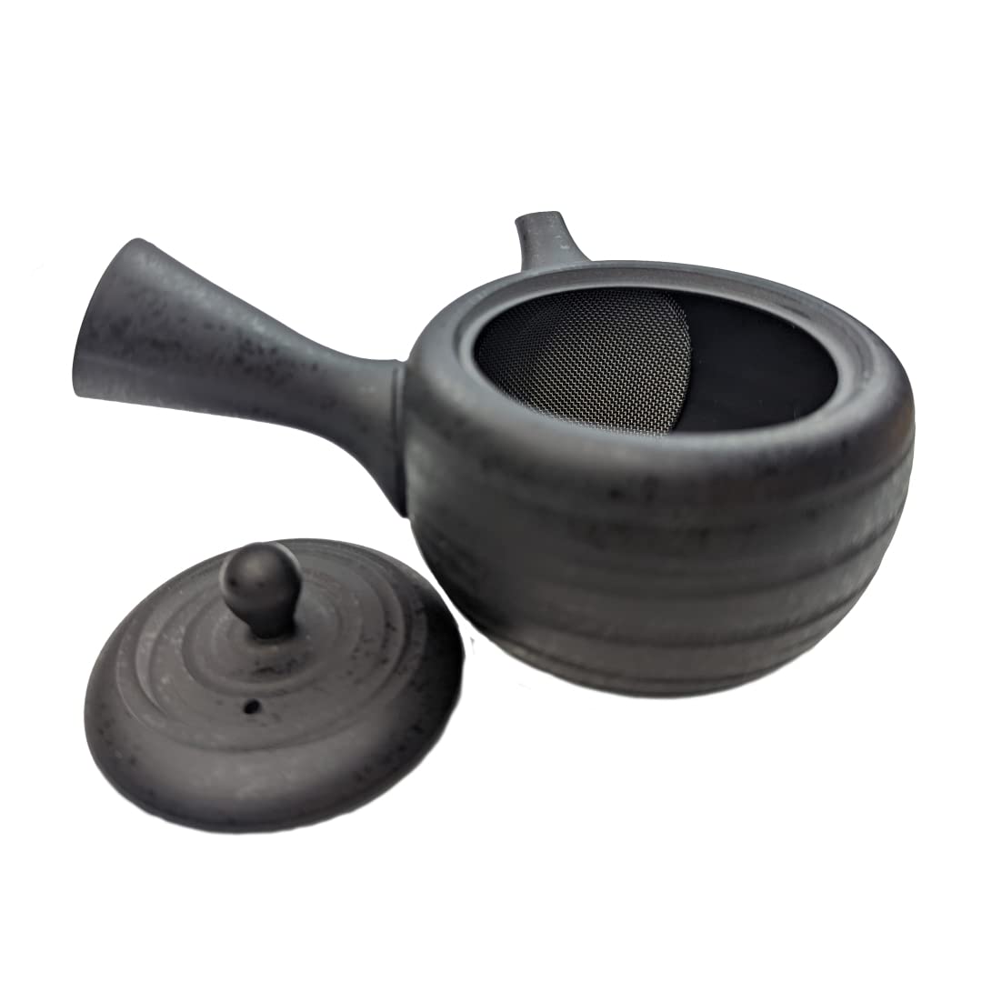 TeaClub Kyusu Théière japonaise en céramique avec passoire en acier inoxydable Noir 200 ml