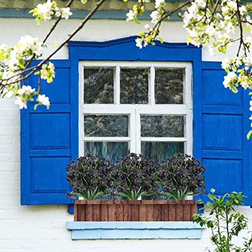 Aubeinson 20 Bundles Artificial Flowers Outdoor Uv Resistant Fake Flowers No Fade Faux Plastic Silk Flower For Outside Front Porch Planter Decoration (Black) #TOP2