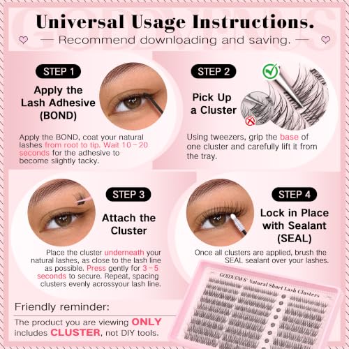 Image of Goddvenus Short Lash Clusters 8-14mm Natural Wispy Eyelash Clusters, C Curl Individual Lashes, Fluffy False Eyelashes for DIY Cluster Eyelash Extensions for Everyday Wear
