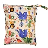 Damero Cute Travel Baby Wet and Dry Cloth Diaper Organizer Bag (Medium, Animals)