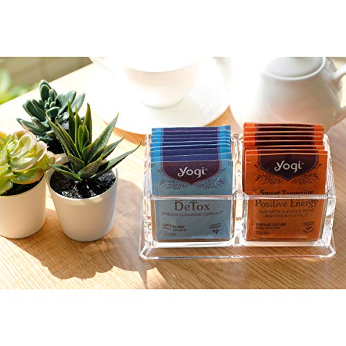 Oak Savanna Tea Bag Organizer Holder Caddy Small For Sugar Packet Coffee Condiment Storage Clear Acrylic For Kitchen Pantry Cabinet Airbnb Countertop Tabletop #TOP1