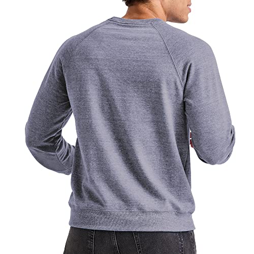Hanes Men's Crewneck Sweatshirt, Tri-Blend French Terry, Navy Pe Heather, Medium #TOP1