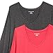 Amazon Essentials Women's 3/4 Sleeve V-Neck Swing T-Shirt (Available in Plus Size), Pack of 2, Charcoal Heather/Red, XX-Large