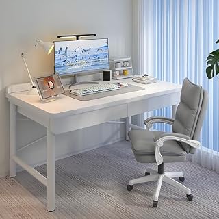 Modern with Drawers,Make Up Desk Vanity Desk with Storage,Wood Gaming Desk Writing Table Easy to Assemble for Home Office(100cm, White)