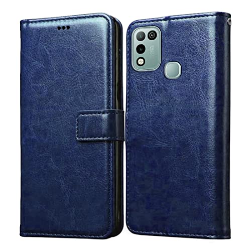 Image of Flip Cover Compatible with Infinix Smart 5 4G | Premium Leather Finish | Inbuilt Pockets & Stand | Flip Cover Back Case for Infinix Smart 5 4G (Blue)