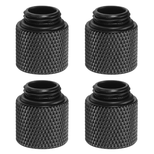 Image of sourcing map 4pcs Water Cooling Adapter G1/4" Thread Male to Female 0.59" Column Length Mini Compression Fitting Copper Extender Fitting with O-Ring for Computer PC Water Cooled System, Black