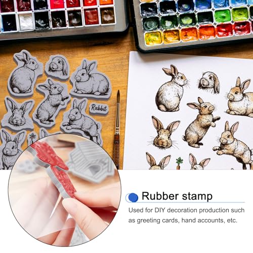 GLOBLELAND Vintage Kaninchen Gummistempel, EVA Cling Mount, Synthetisches Gummi, Transparent, 22 x 18 x 0,8 cm, für Kartengestaltung und Scrapbooking
