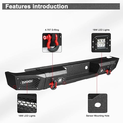 BESTZHEYU Front and Rear Bumper Sets Compatible for 2015 2016 2017 2018 2019 Chevrolet Chevy Silverado 2500/3500 Off-Road Bumpers Textured Black Bumpers