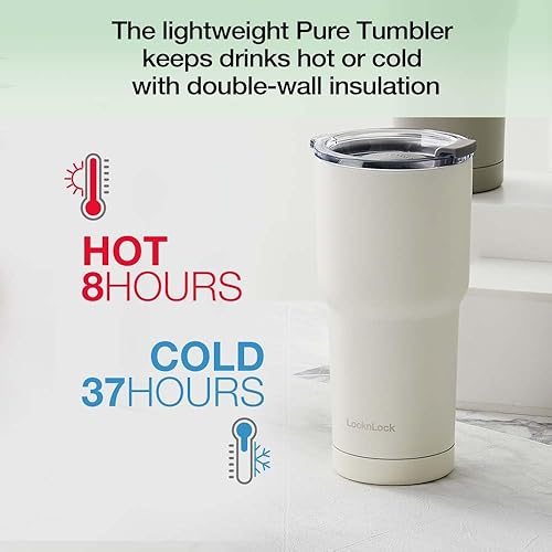 Miniatura 3 de LocknLock Pure Tumbler - Vaso térmico de 16 onzas, sin BPA, de doble pared, de acero inoxidable, aislado al vacío, para café, té y agua, taza