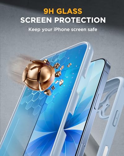 Image of Miracase for iPhone 17 Case 6.3'', Full-Body Military Grade Drop Protection Outdoor Phone case with Built-in Glass Screen &Camera Control,Easy Installation,No Gap,Compatible with MagSafe,Light Blue