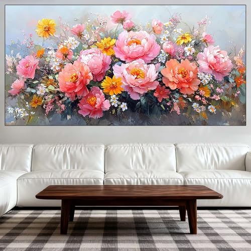 Diamond Painting Kit Completo, Diamond Painting Adultos Grande Tamaño 90x180cm, DIY Simple Pintura de Diamantes, Cuadros con Diamantes Punto de Cruz de Mosaico, Decoración de Hogar Salón (Flor) QL-675