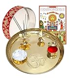 Dieses Messing-Thali eignet sich für Karwa Chauth Pooja, Havan und andere Pooja-Rituale. Ideal für Diwali, Raksha Bandhan, Karwa Chauth und andere besondere Anlässe.