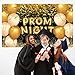 Prom Night Photo Backdrop Graduation Prom Decor Gold and Black Balloons Banner Congrats Grad Party Decorations and Supplies for Home