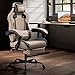SUKIDA Gaming Stuhl, Ergonomischer Gaming-Stuhl mit Fußstütze, Racing Gaming Chair Kopfstütze Verstellbarer Computerstuhl Höhenverstellbar Lendenwirbelstütze für Homeoffice und Gaming Beige