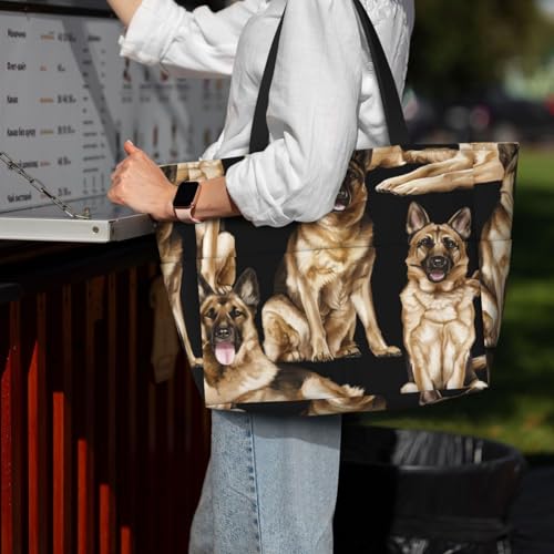 German Shepherd Dog Print Beach Tote Large Capacity Beach Travel Bag Waterproof Sandproof And Lightweight3